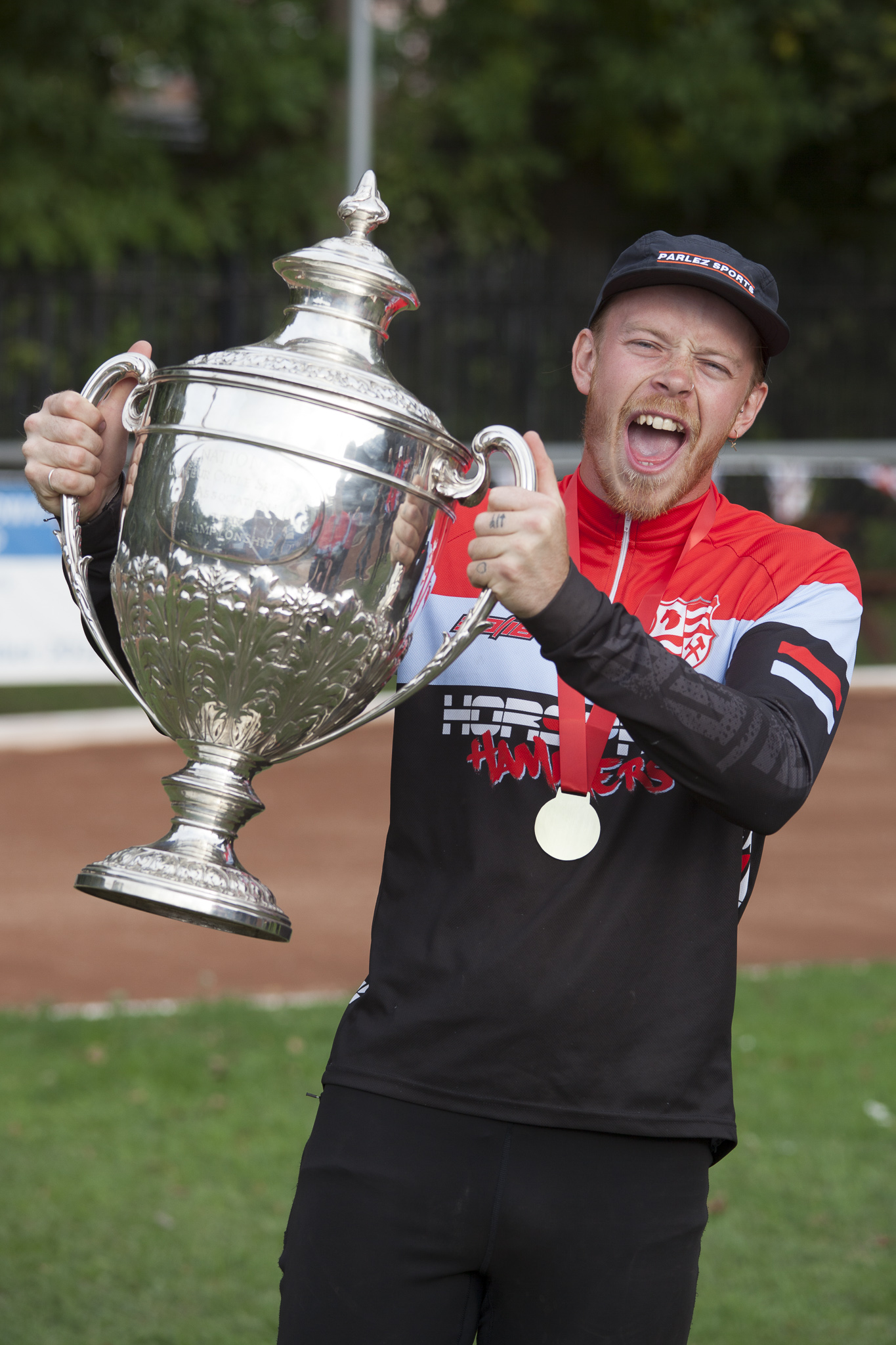 Zac lifts "the bin" trophy as Horspath win the CS Cup