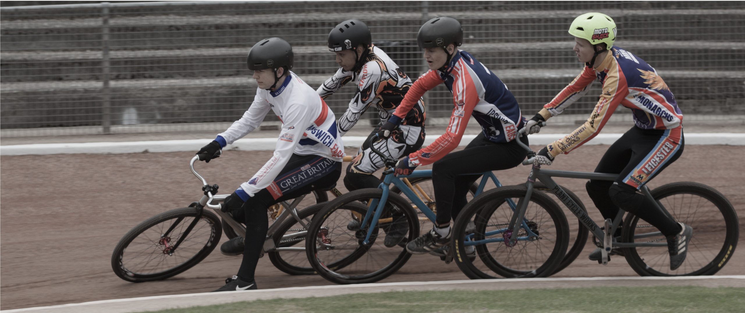 four Junior riders racing