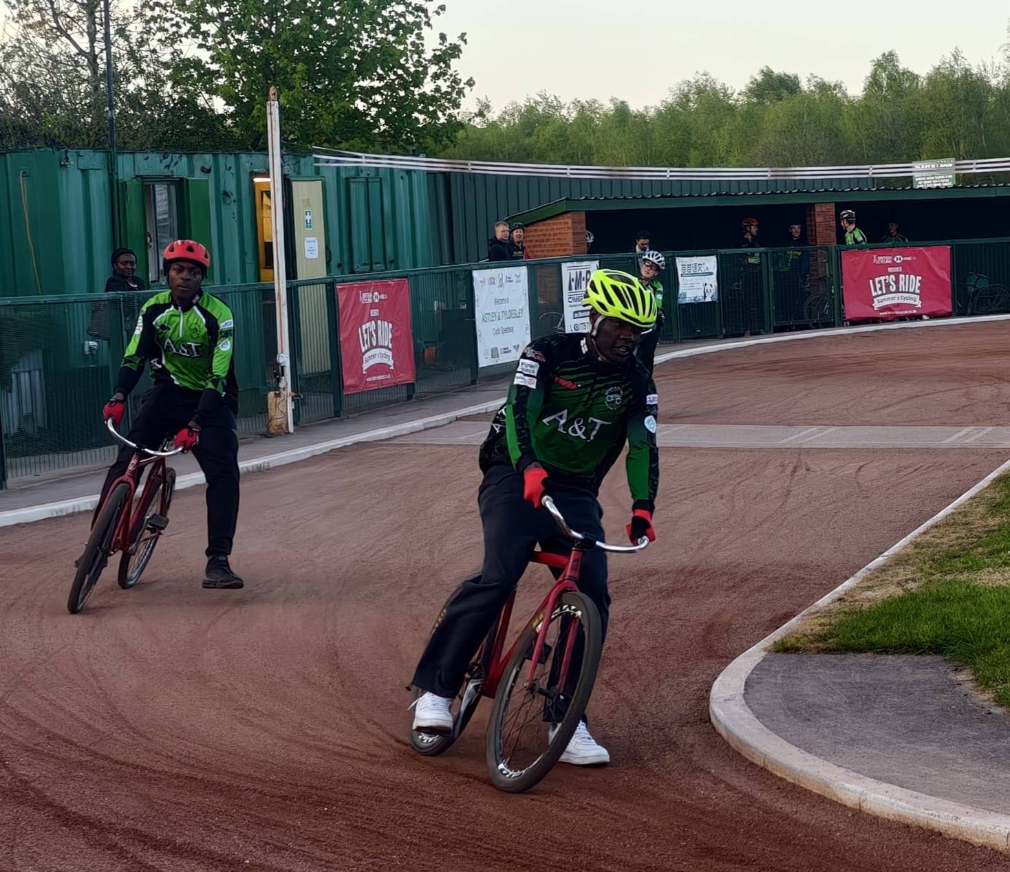 two riders during training